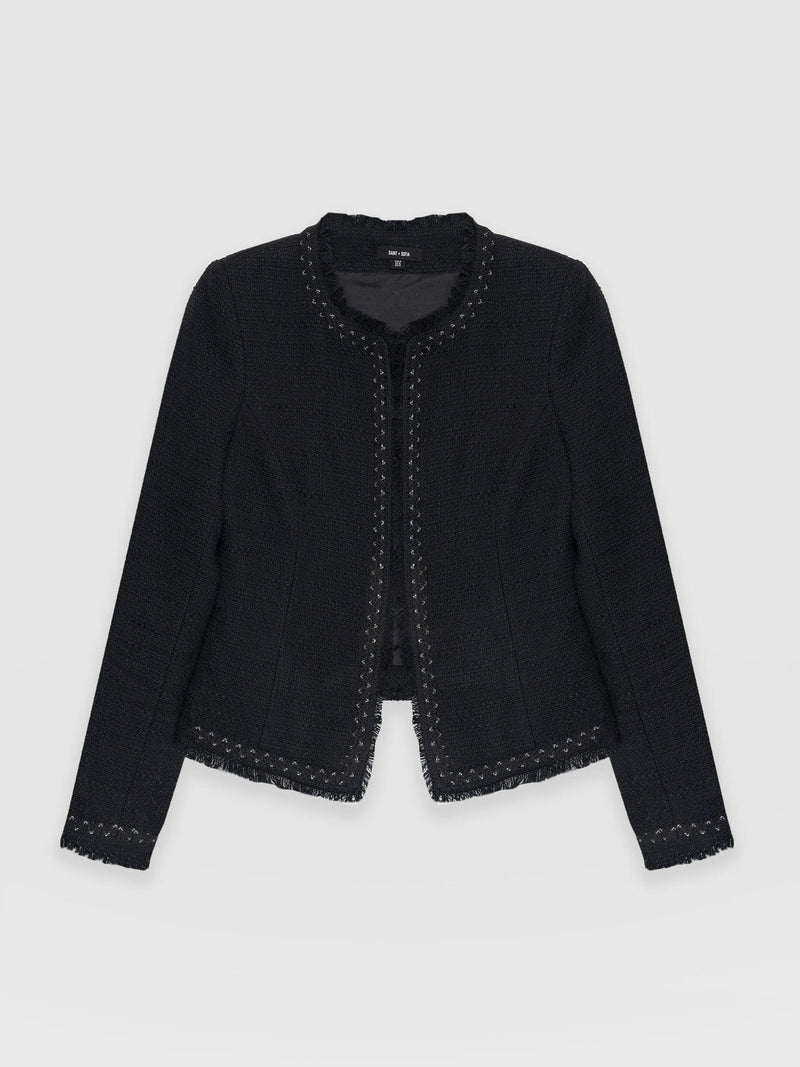 Rayner Jacket Black Bouclé - Women's Jackets | Saint + Sofia® EU