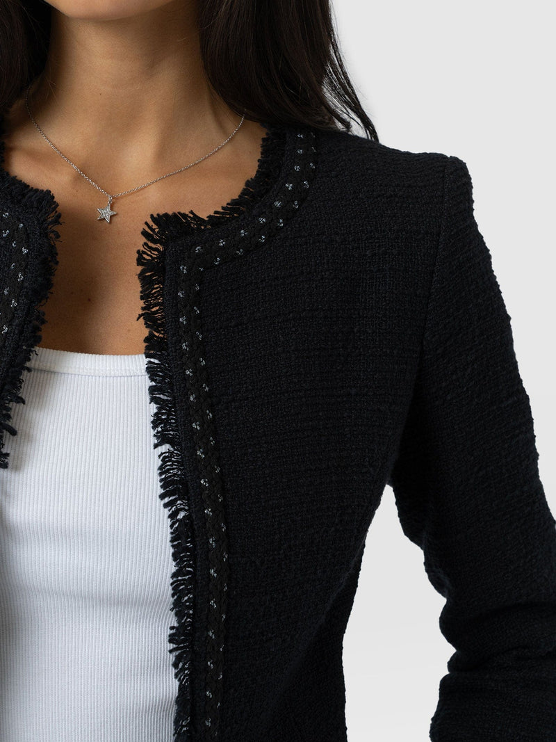 Rayner Jacket Black Bouclé - Women's Jackets | Saint + Sofia® EU