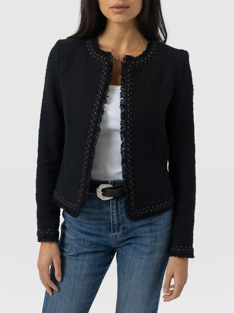 Rayner Jacket Black Bouclé - Women's Jackets | Saint + Sofia® EU