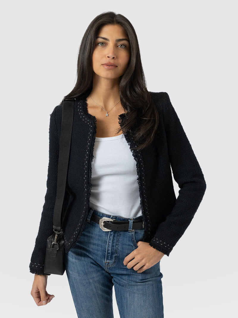 Rayner Jacket Black Bouclé - Women's Jackets | Saint + Sofia® EU