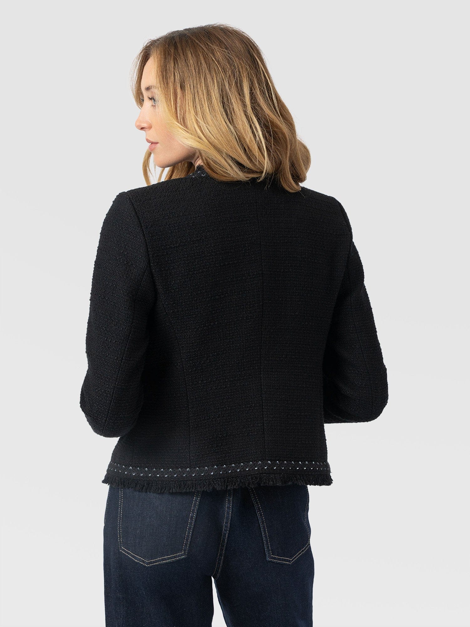 Rayner Jacket Black Bouclé - Women's Jackets | Saint + Sofia® EU