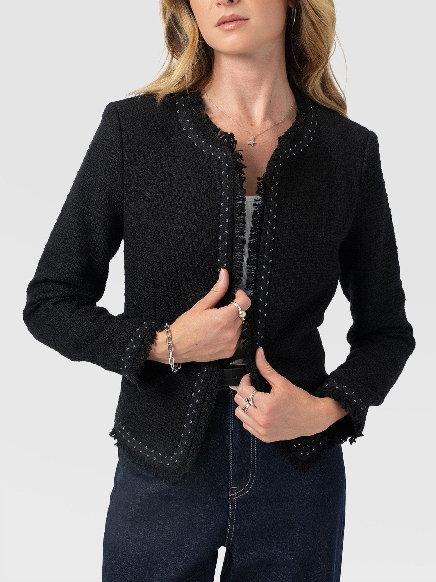 Rayner Jacket Black Bouclé - Women's Jackets | Saint + Sofia® EU