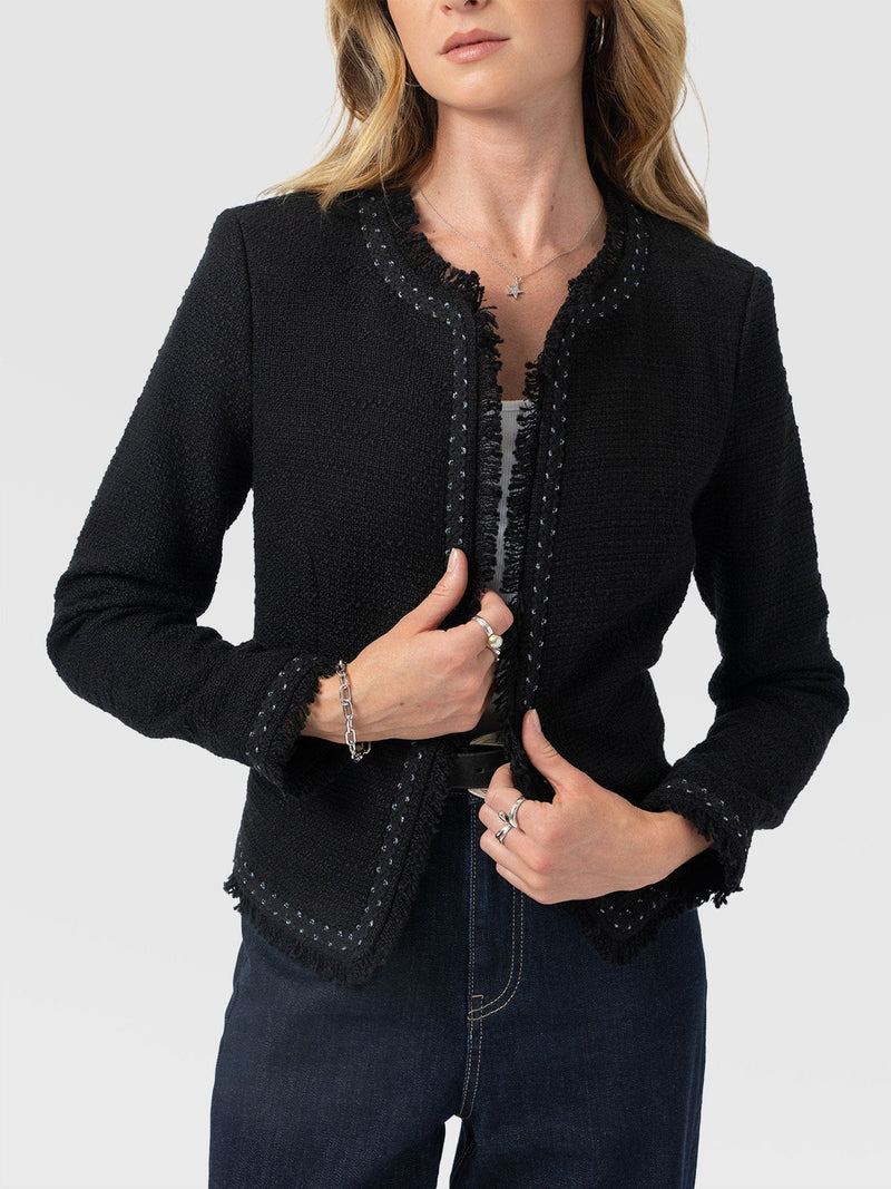 Rayner Jacket Black Bouclé - Women's Jackets | Saint + Sofia® EU