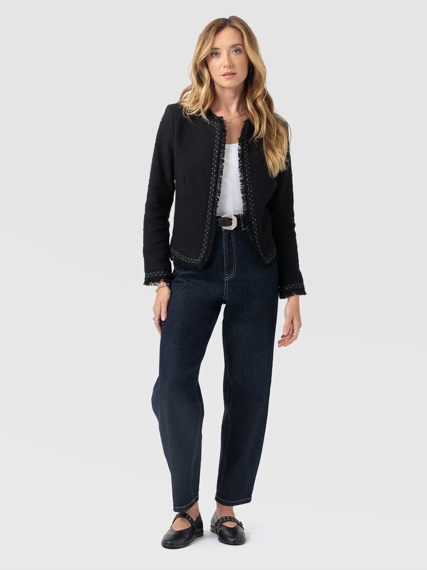 Rayner Jacket Black Bouclé - Women's Jackets | Saint + Sofia® EU