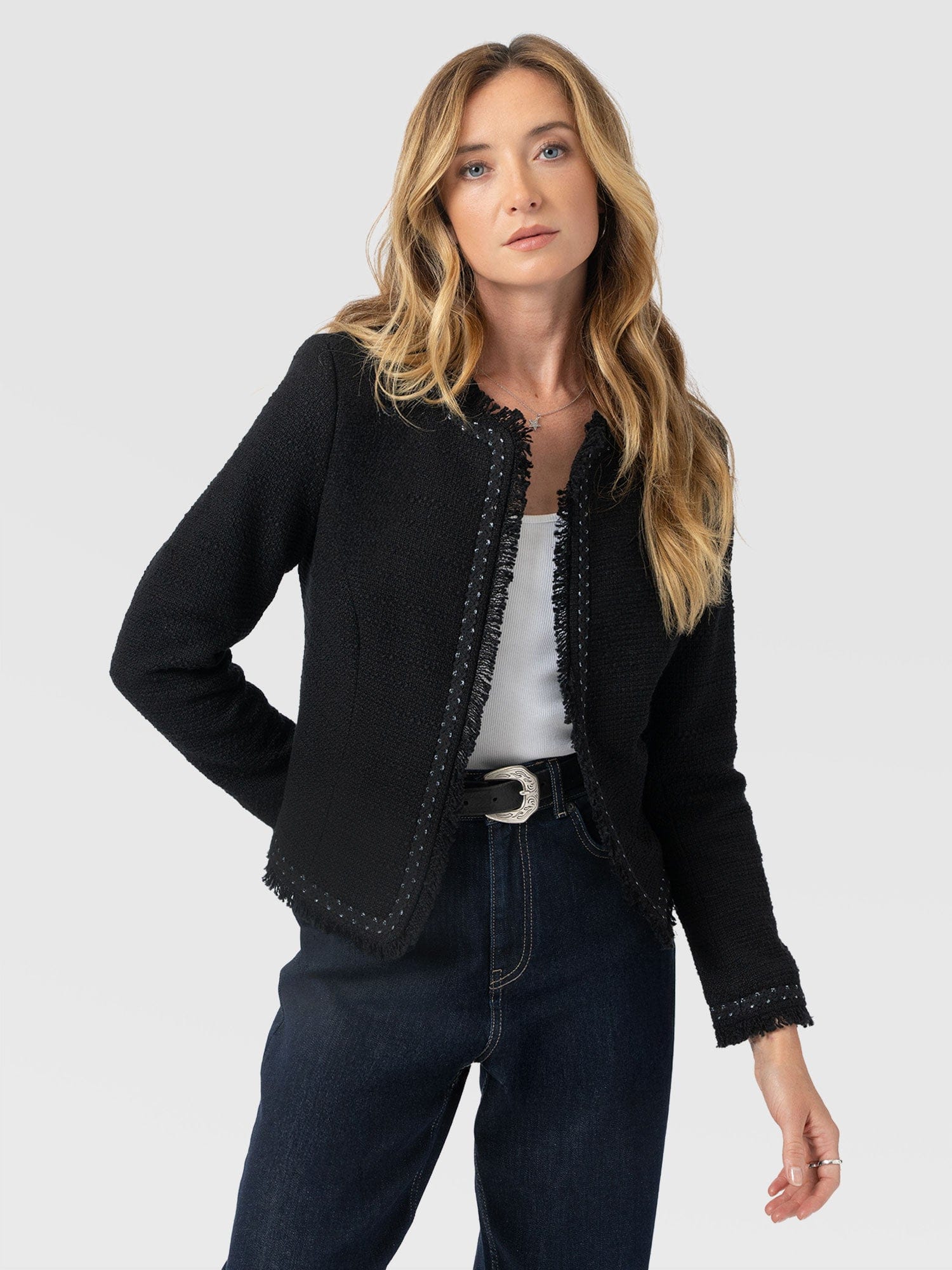 Rayner Jacket Black Bouclé - Women's Jackets | Saint + Sofia® EU