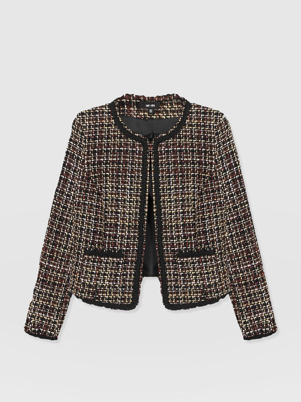 Rayner Jacket - Black/Burgundy/Gold Boucle - Women's Jackets | Saint + Sofia® EU