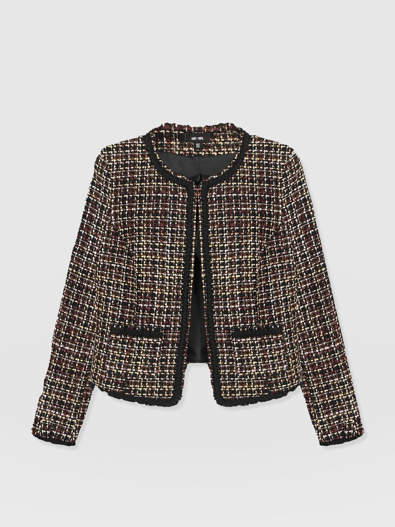 Rayner Jacket - Black/Burgundy/Gold Boucle - Women's Jackets | Saint + Sofia® EU