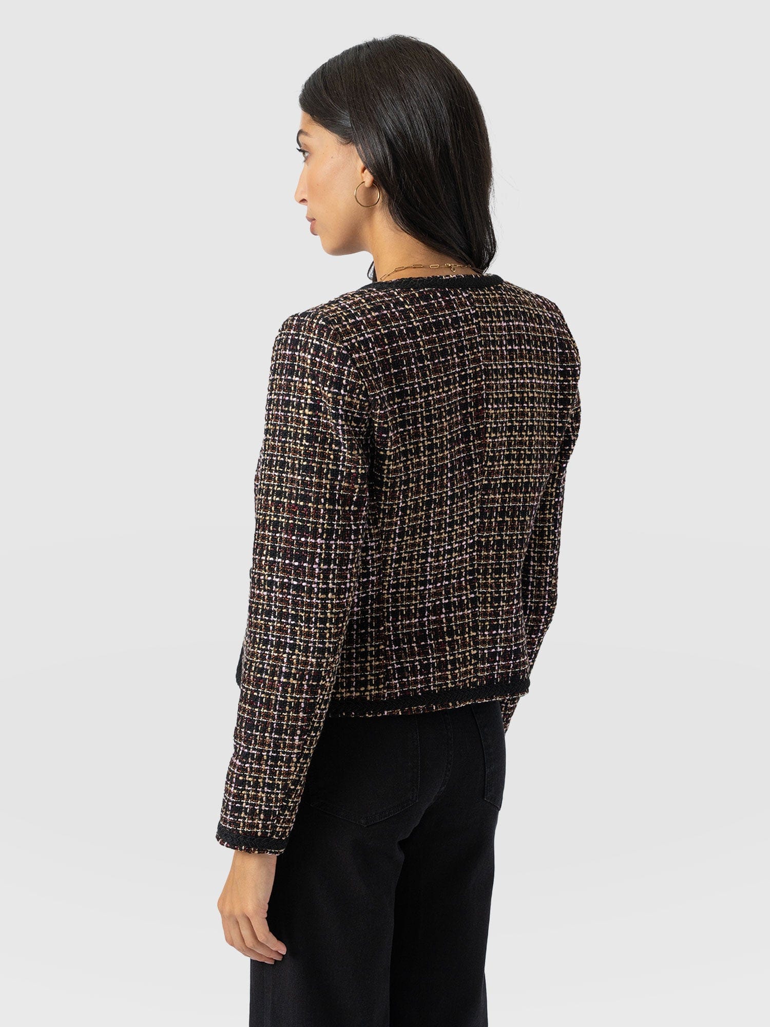 Rayner Jacket - Black/Burgundy/Gold Boucle - Women's Jackets | Saint + Sofia® EU