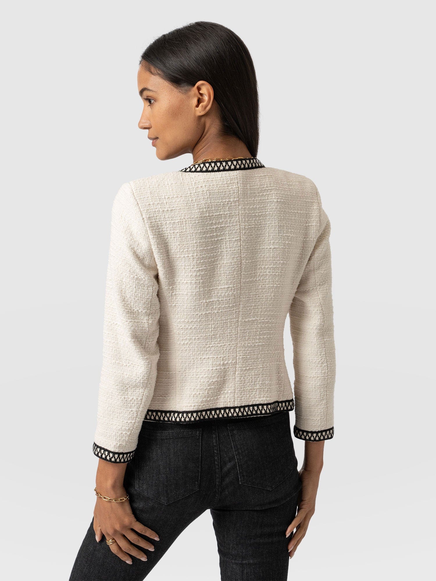 Rayner Jacket Cream/Black - Women's Jackets | Saint + Sofia® EU