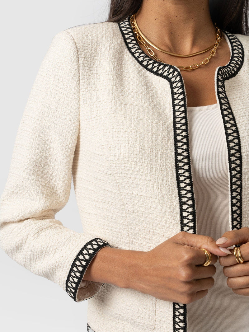 Rayner Jacket Cream/Black - Women's Jackets | Saint + Sofia® EU