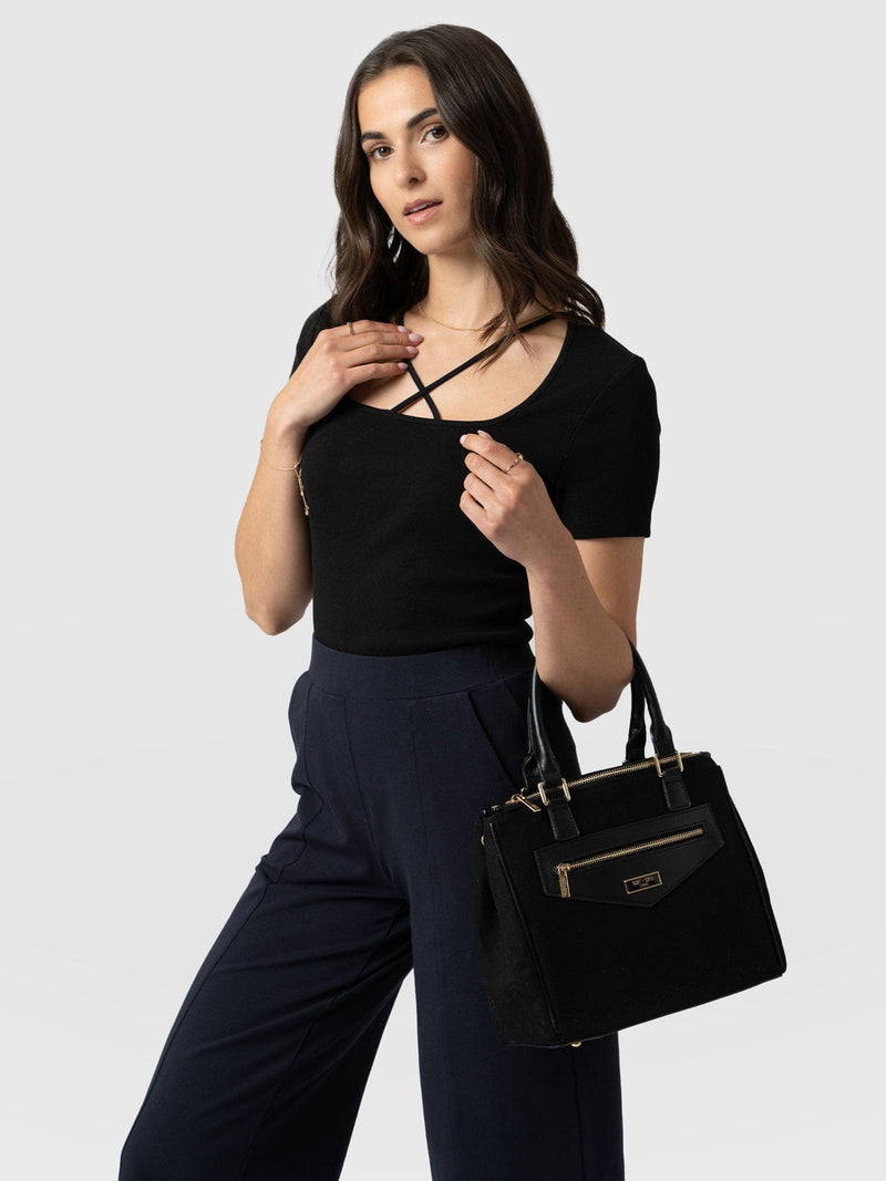 Regent Top Handle Handbag Black  - Women's Bags | Saint + Sofia® UK