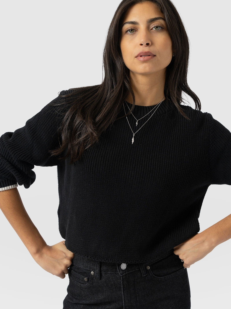 Remy Crop Jumper Black - Women's Jumpers | Saint + Sofia® EU