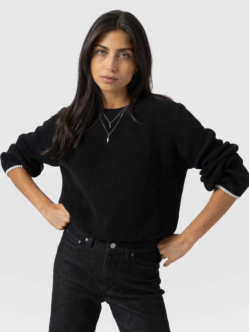 Remy Crop Jumper Black - Women's Jumpers | Saint + Sofia® EU