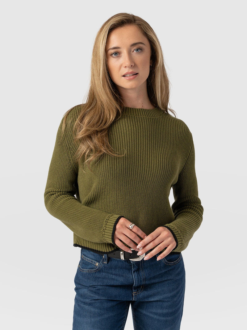 Remy Crop Jumper Khaki - Women's Jumpers | Saint + Sofia® EU