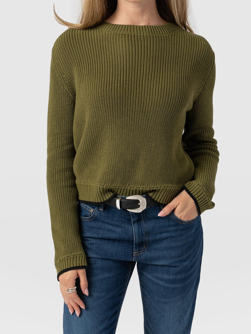 Remy Crop Jumper Khaki - Women's Jumpers | Saint + Sofia® EU