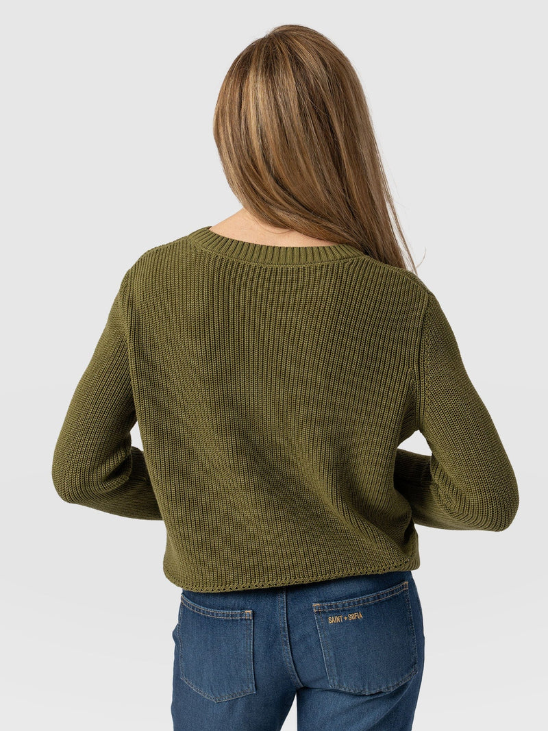 Remy Crop Jumper Khaki - Women's Jumpers | Saint + Sofia® EU