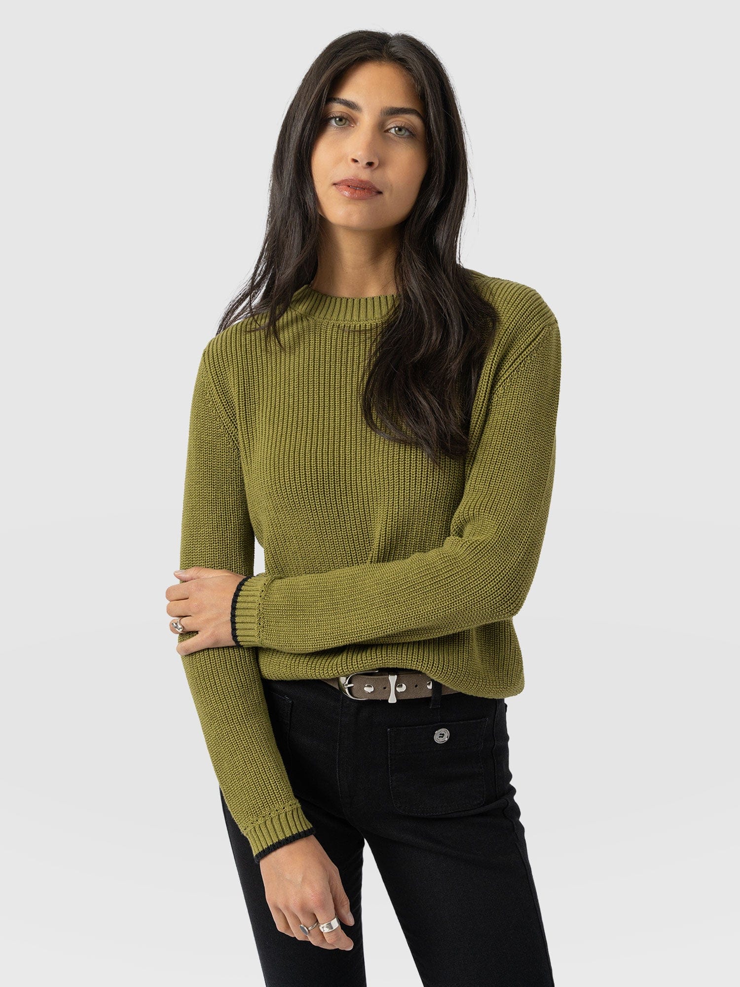 Remy Crop Jumper Khaki - Women's Jumpers | Saint + Sofia® EU