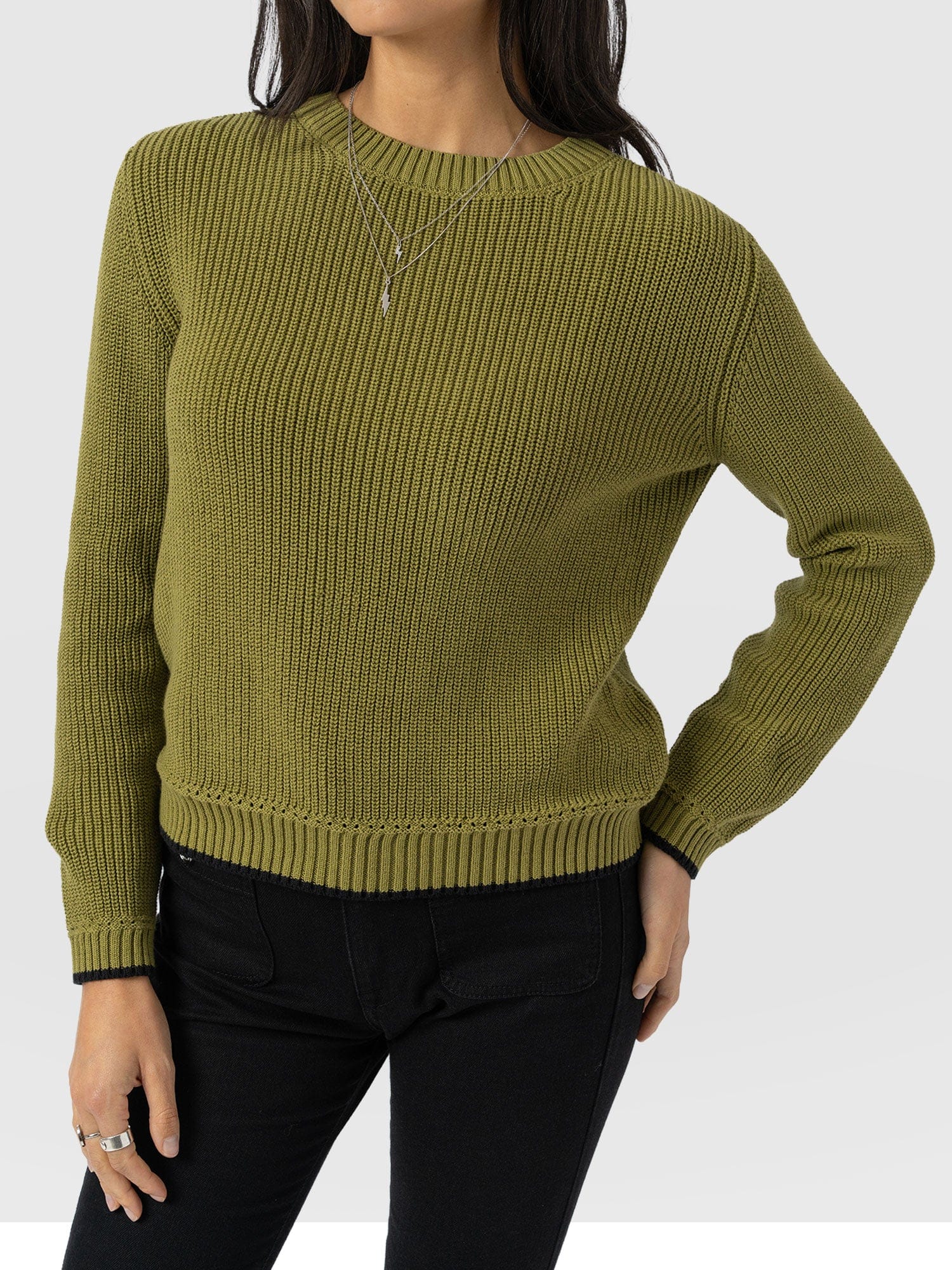Remy Crop Jumper Khaki - Women's Jumpers | Saint + Sofia® EU