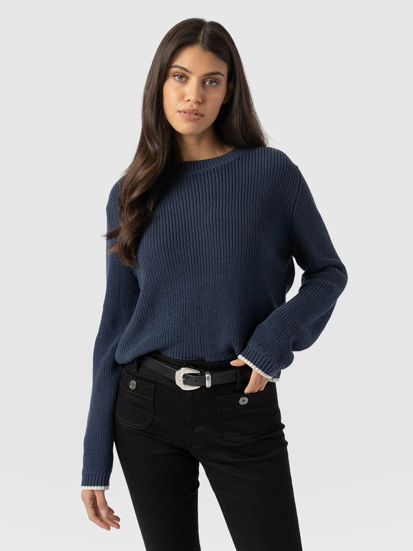 Remy Crop Jumper Navy - Women's Jumpers | Saint + Sofia® EU