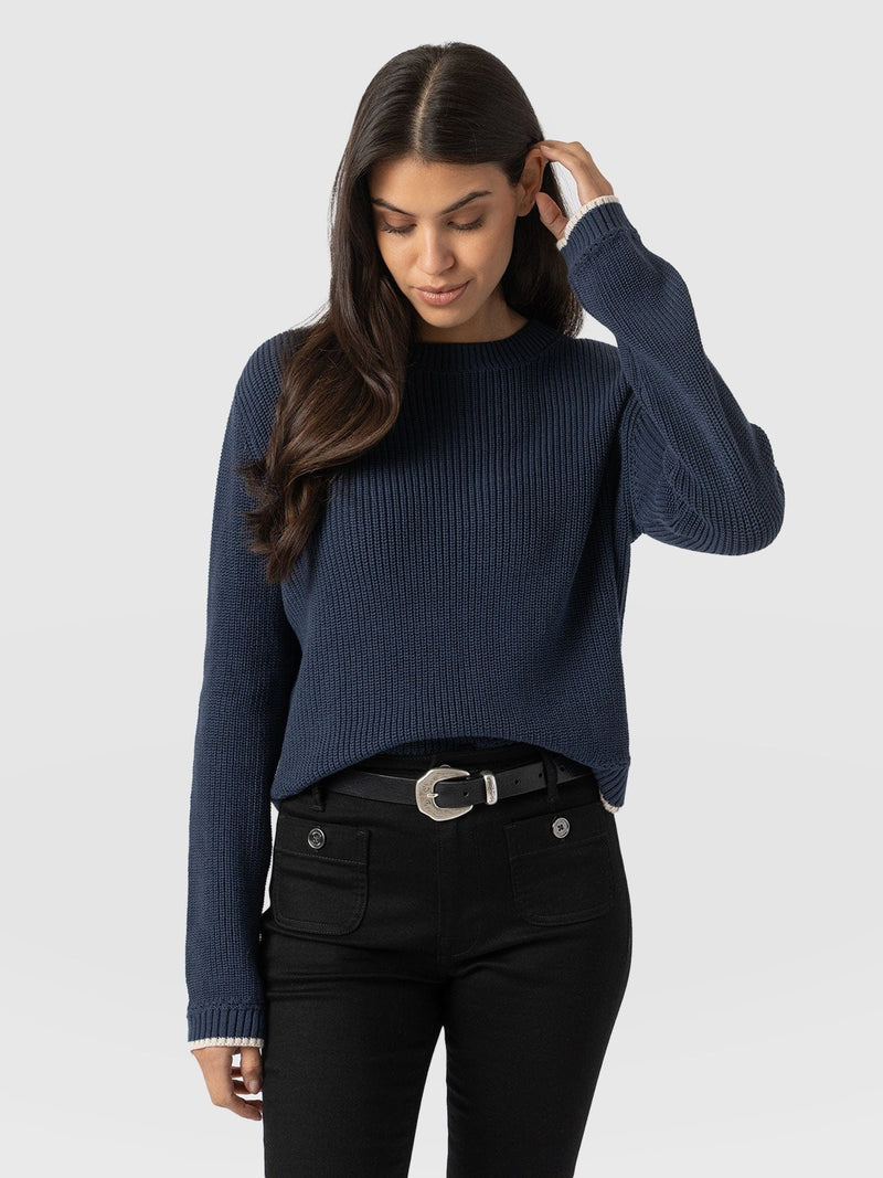 Remy Crop Jumper Navy - Women's Jumpers | Saint + Sofia® EU