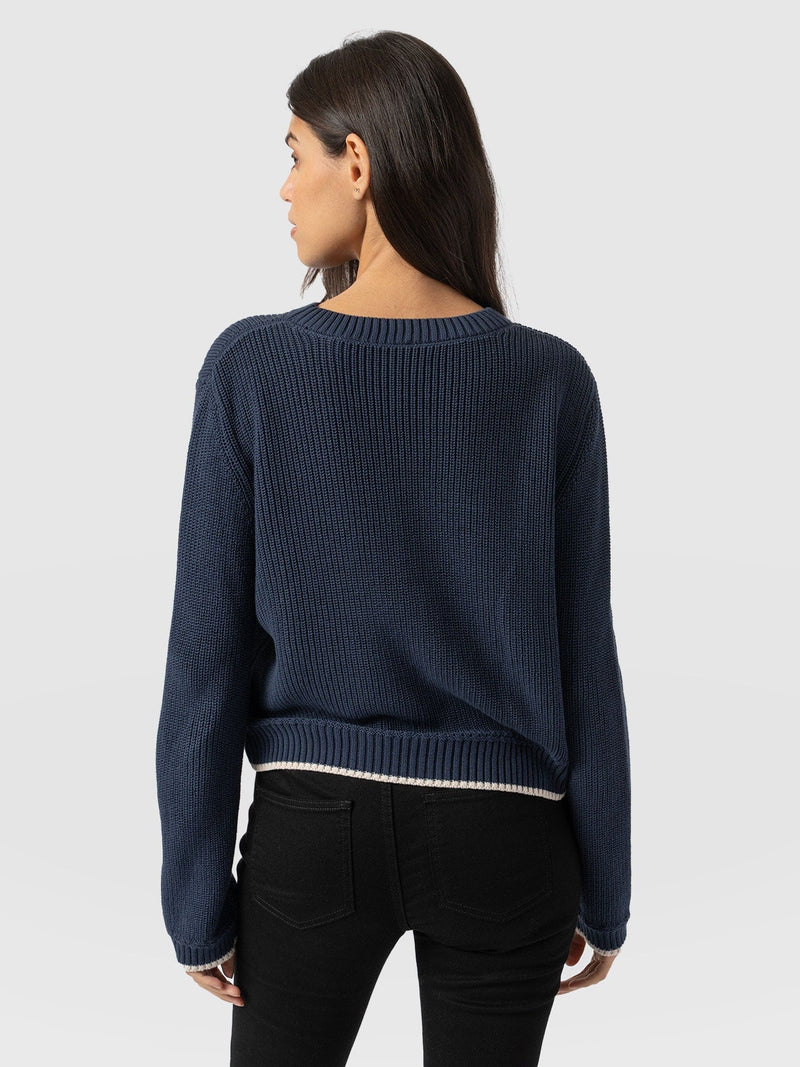 Remy Crop Jumper Navy - Women's Jumpers | Saint + Sofia® EU