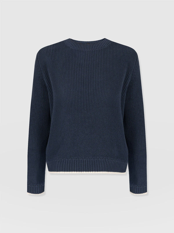 Remy Crop Jumper Navy - Women's Jumpers | Saint + Sofia® EU