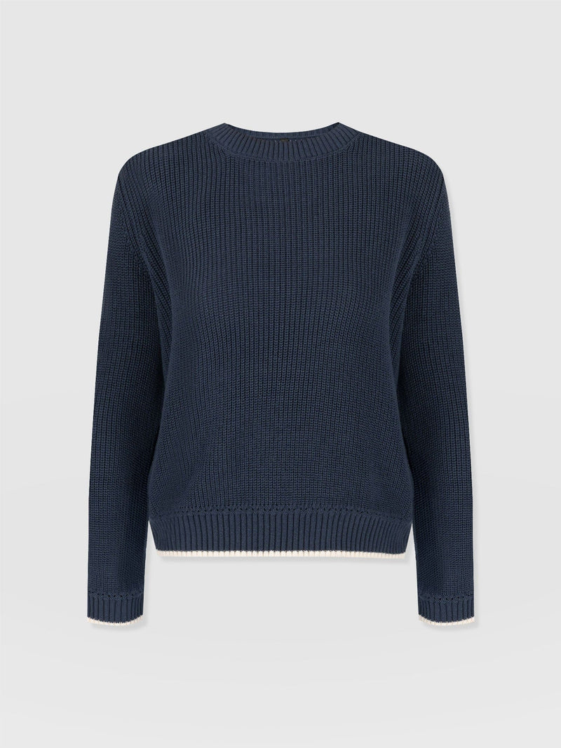 Remy Crop Jumper Navy - Women's Jumpers | Saint + Sofia® EU