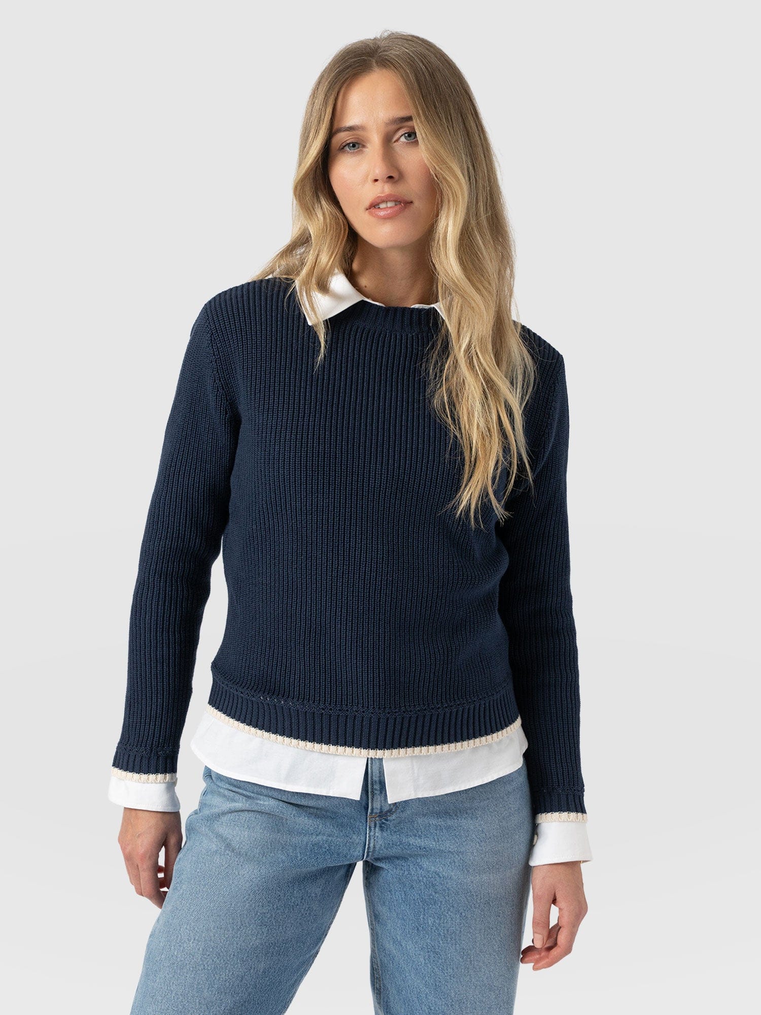 Remy Crop Jumper Navy - Women's Jumpers | Saint + Sofia® EU