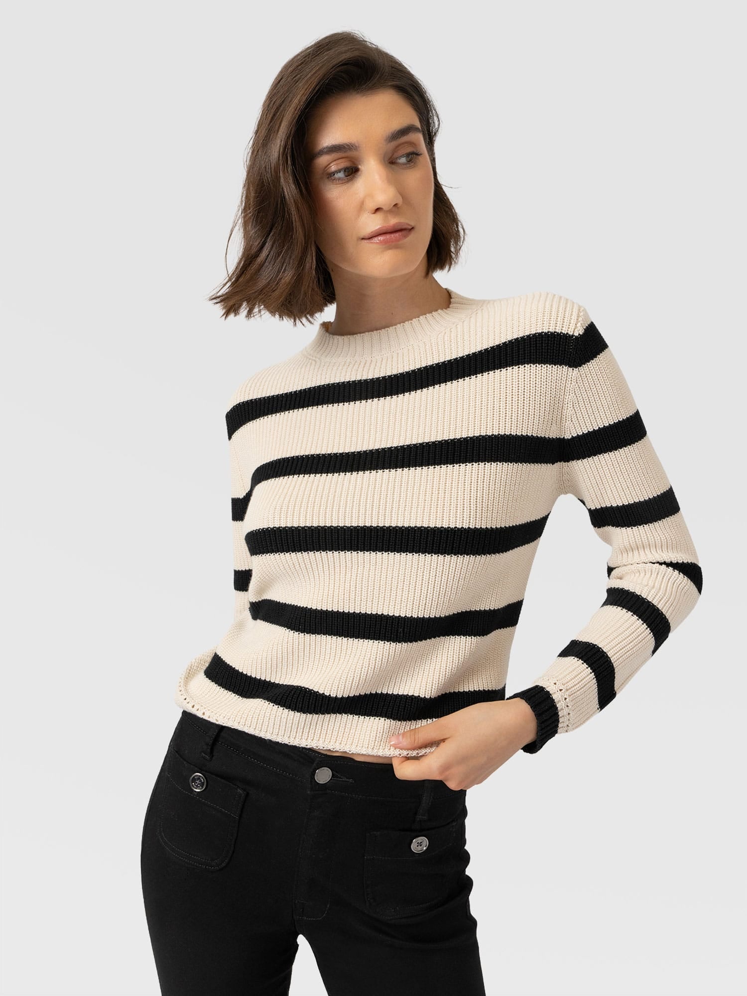 Remy Crop Jumper Stripe - Women's Jumpers | Saint and Sofia® EU