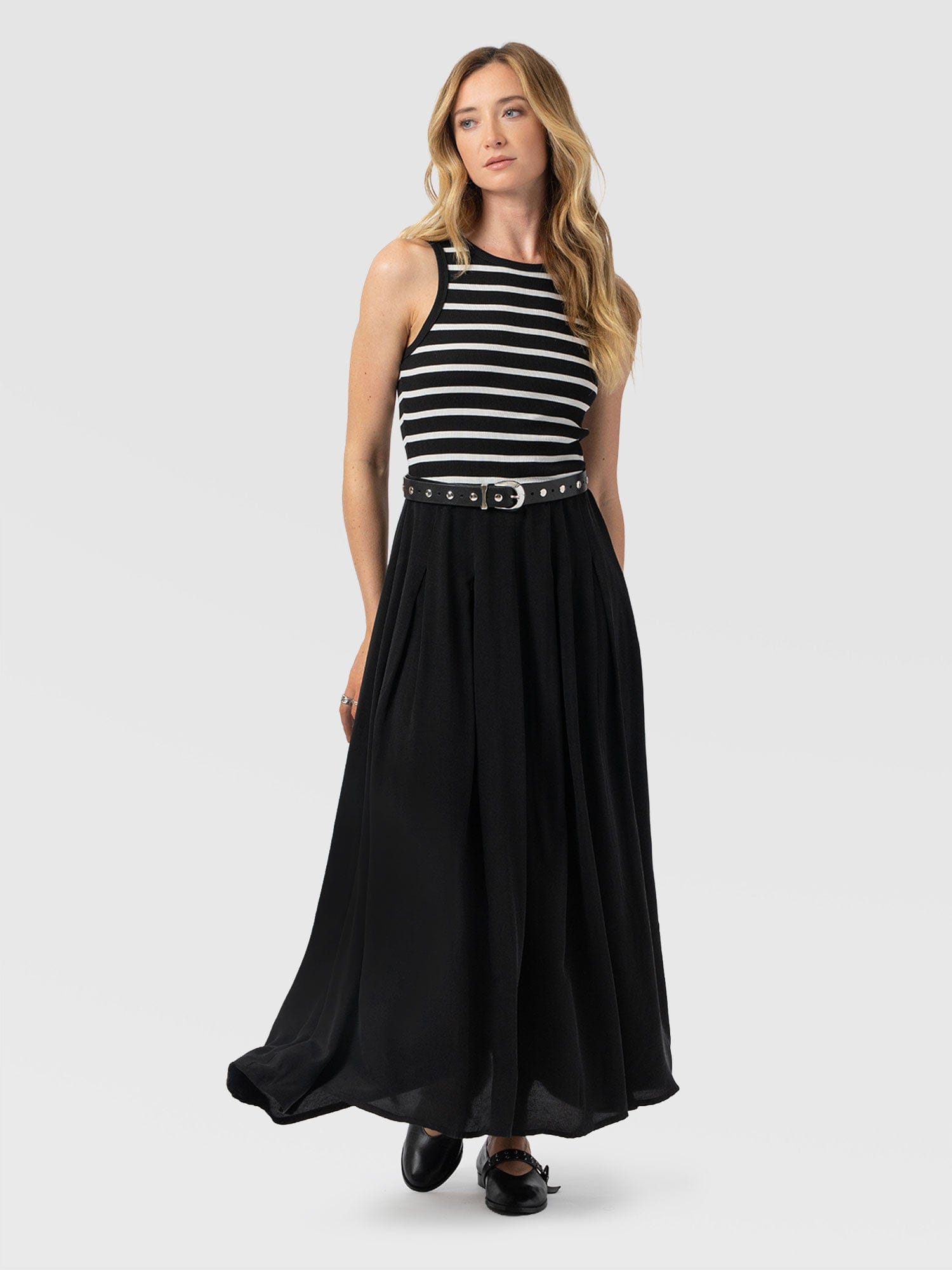 Renee Contrast Dress - Black & White Stripe - Women's Dresses | Saint + Sofia® EU
