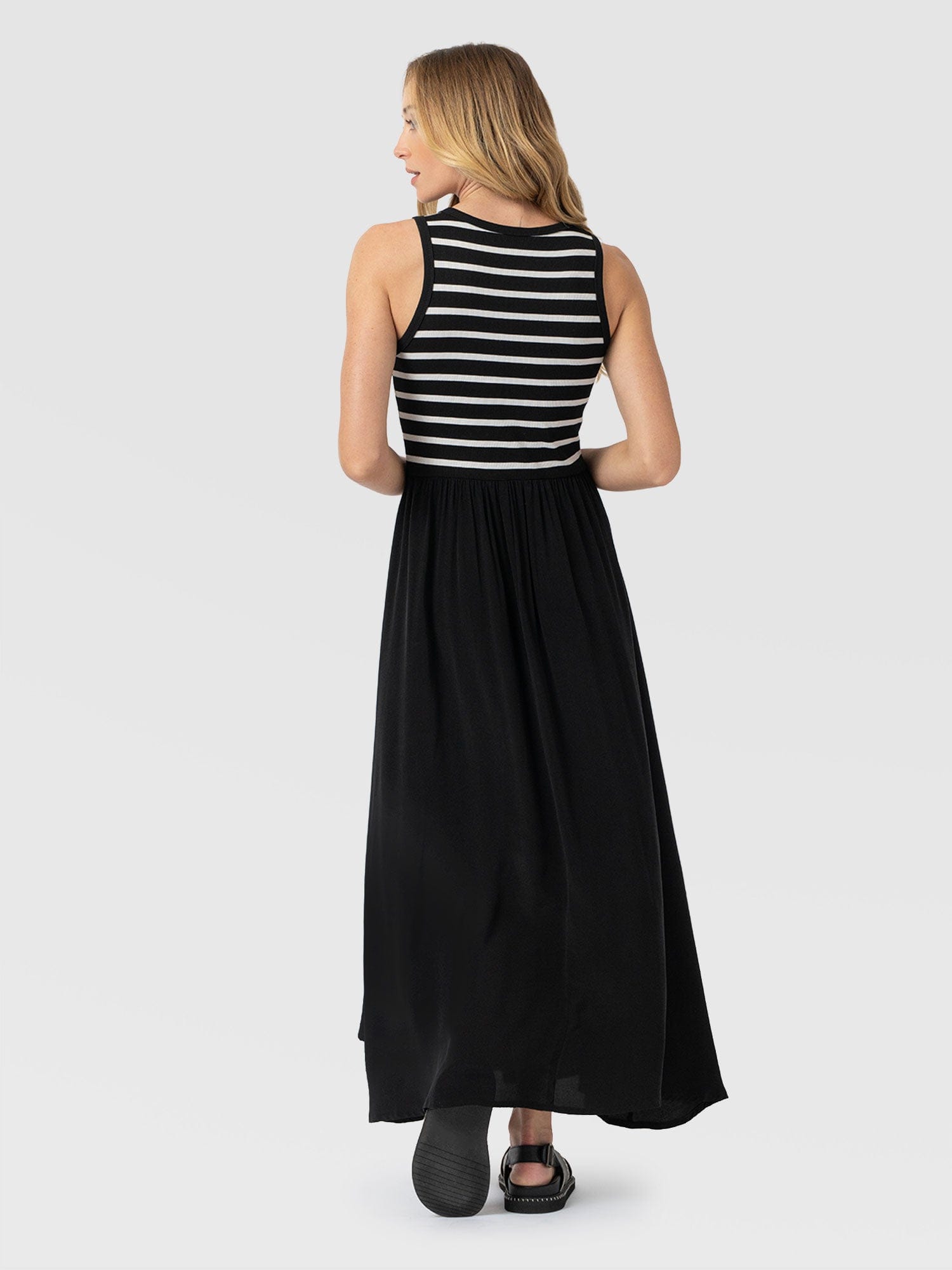 Renee Contrast Dress - Black & White Stripe - Women's Dresses | Saint + Sofia® EU