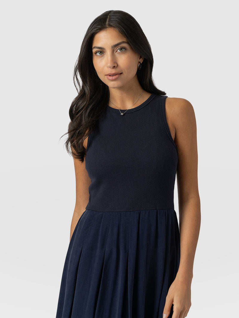 Renee Contrast Dress - Navy