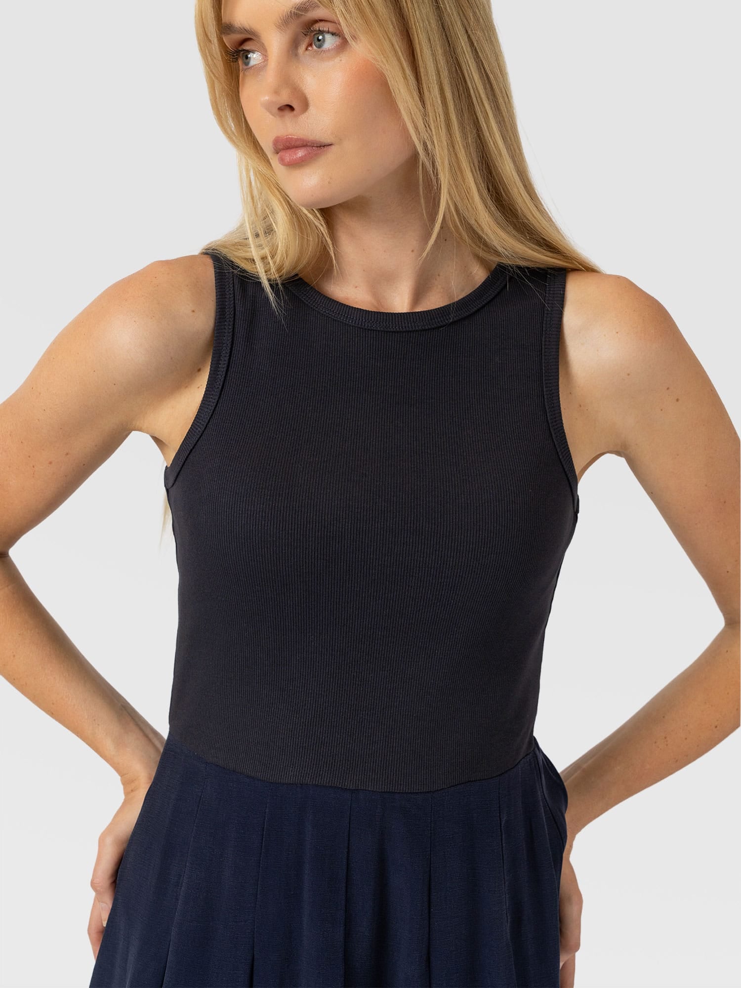 Renee Contrast Dress Navy - Women's Dresses | Saint and Sofia® EU