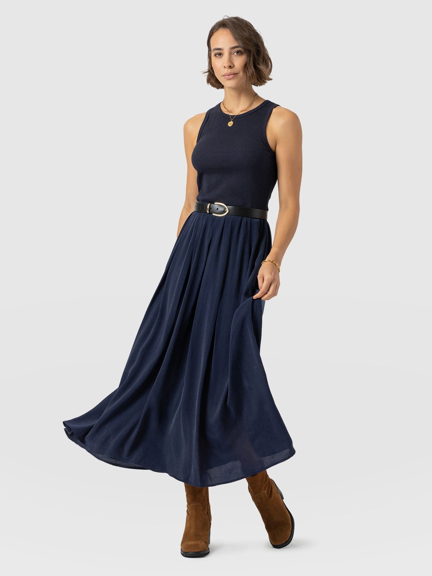 Renee Contrast Dress Navy - Women's Dresses | Saint + Sofia® EU