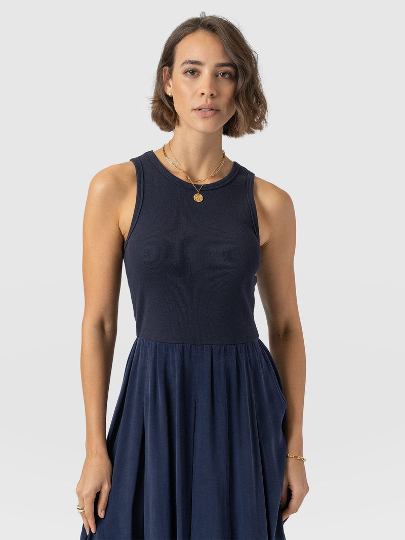 Renee Contrast Dress Navy - Women's Dresses | Saint + Sofia® EU