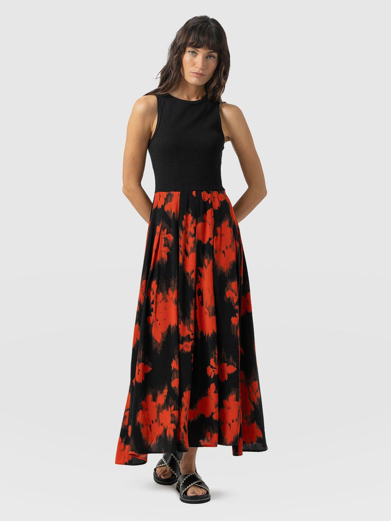 Renee Contrast Dress - Orange Fade Floral - Women's Dresses | Saint + Sofia® EU
