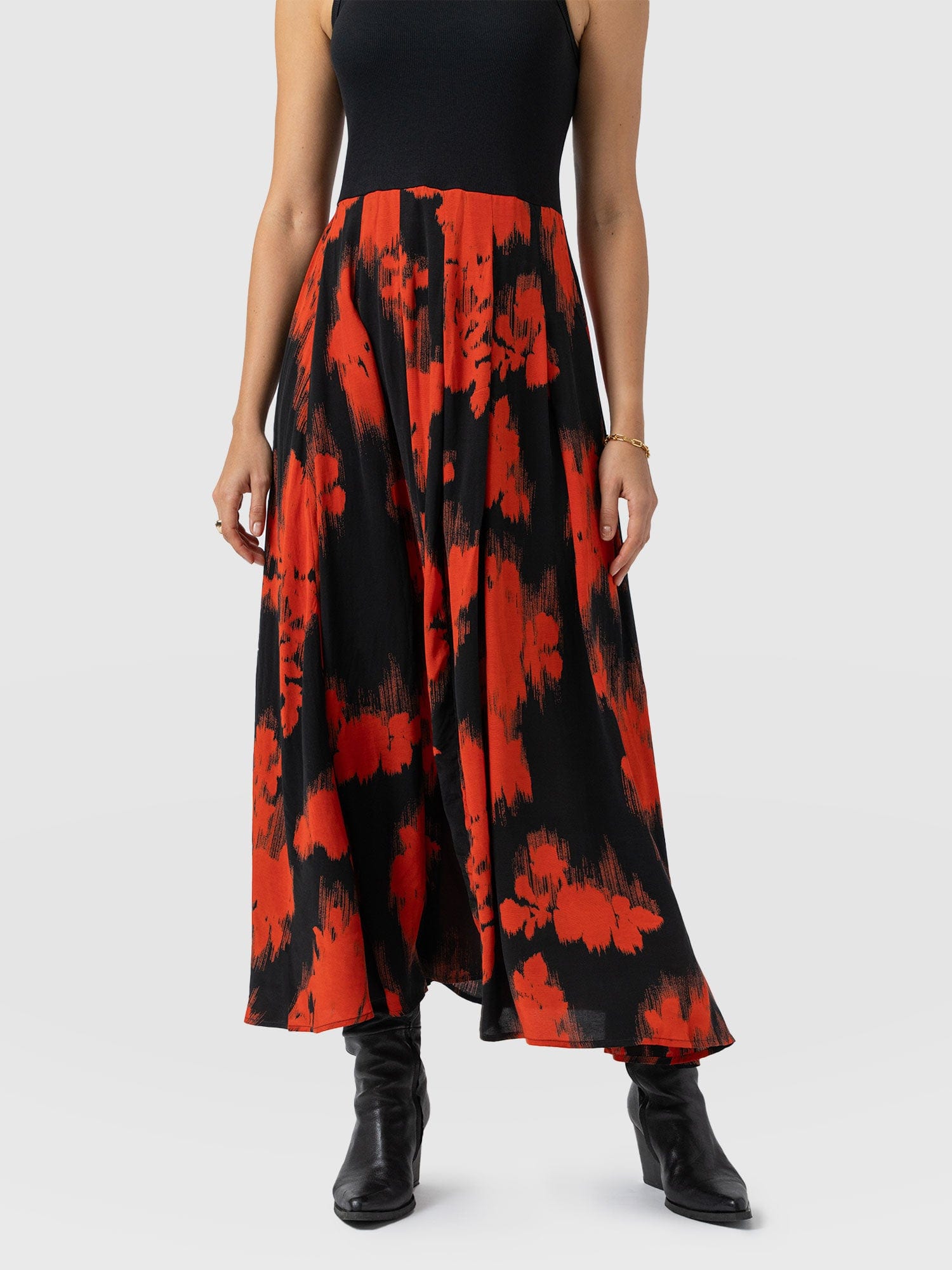 Renee Contrast Dress - Orange Fade Floral - Women's Dresses | Saint + Sofia® EU
