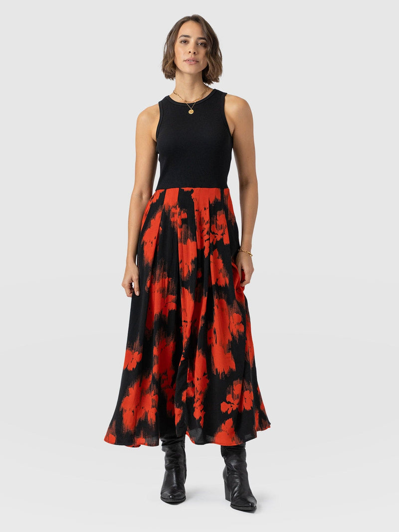 Renee Contrast Dress - Orange Fade Floral - Women's Dresses | Saint + Sofia® EU