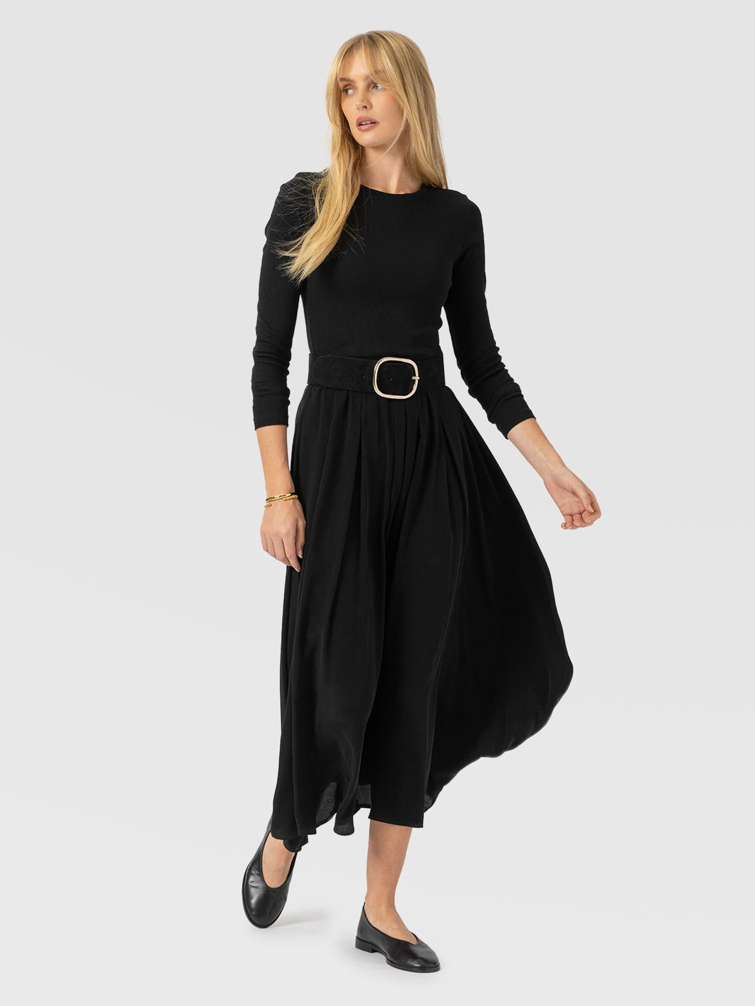 Renee Contrast Long Sleeve Dress - Black - Women's Dresses | Saint and Sofia® EU