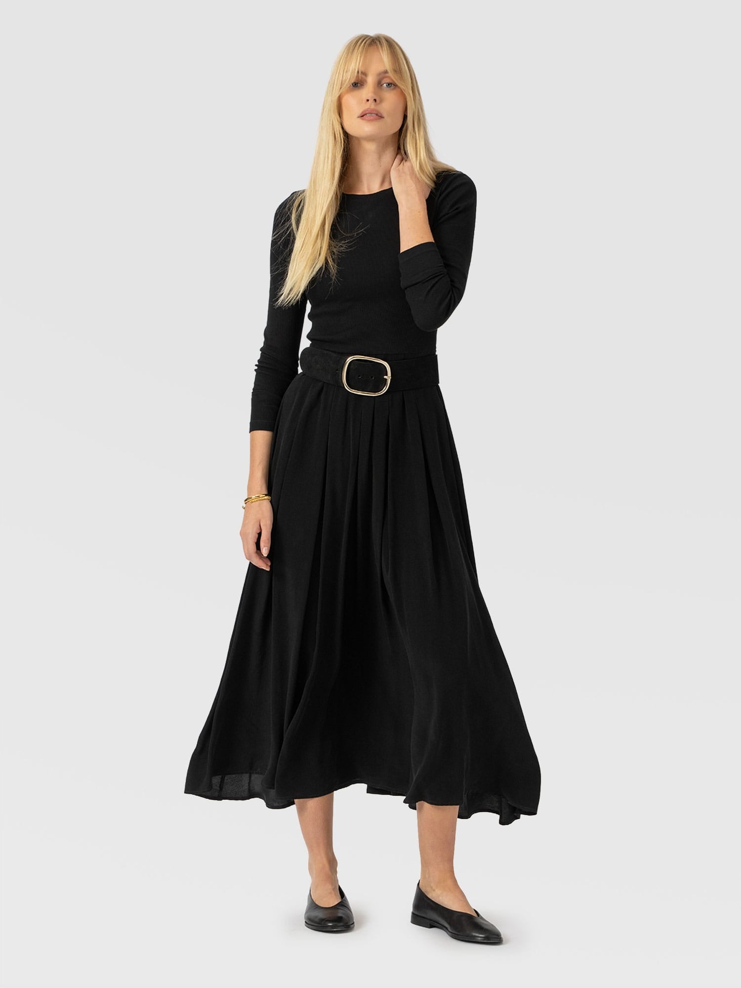 Renee Contrast Long Sleeve Dress - Black - Women's Dresses | Saint and Sofia® EU
