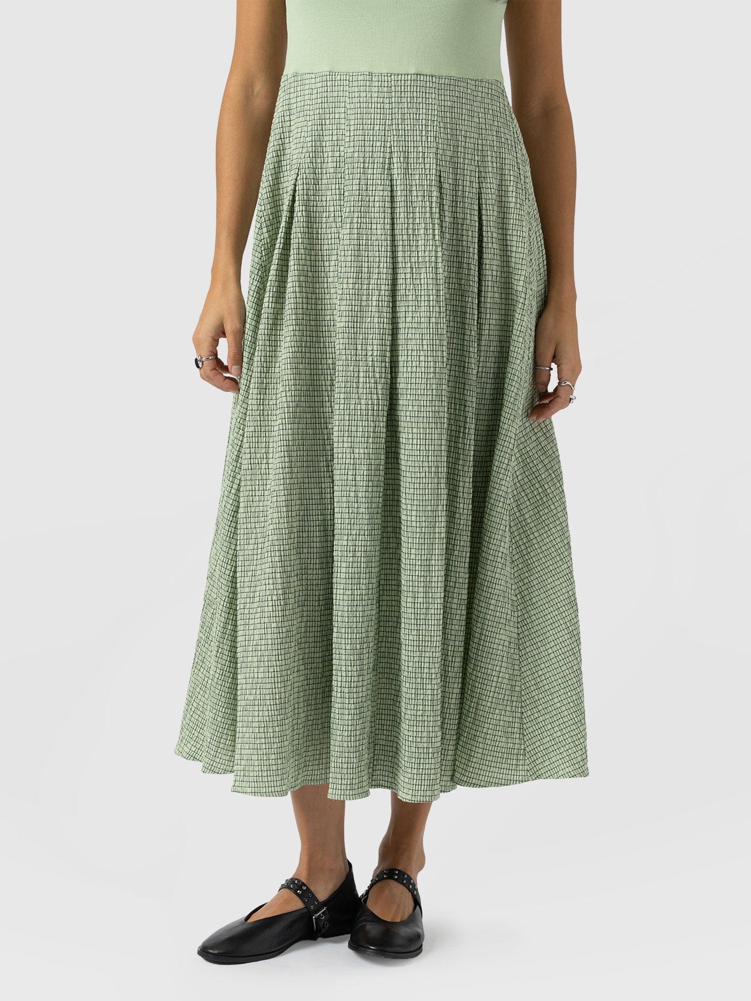 Renee Contrast Short Sleeve Dress - Mint Gingham - Women's Dresses | Saint + Sofia® EU