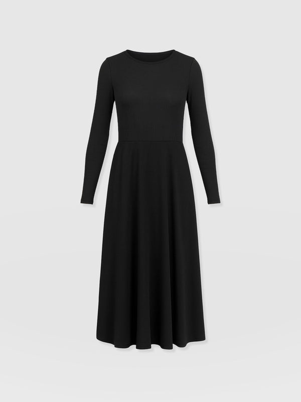 Renee Rib Contrast Long Sleeve Dress - Black - Women's Dresses | Saint + Sofia® EU