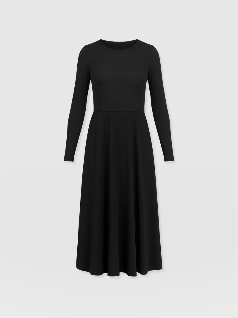 Renee Rib Contrast Long Sleeve Dress - Black - Women's Dresses | Saint + Sofia® EU
