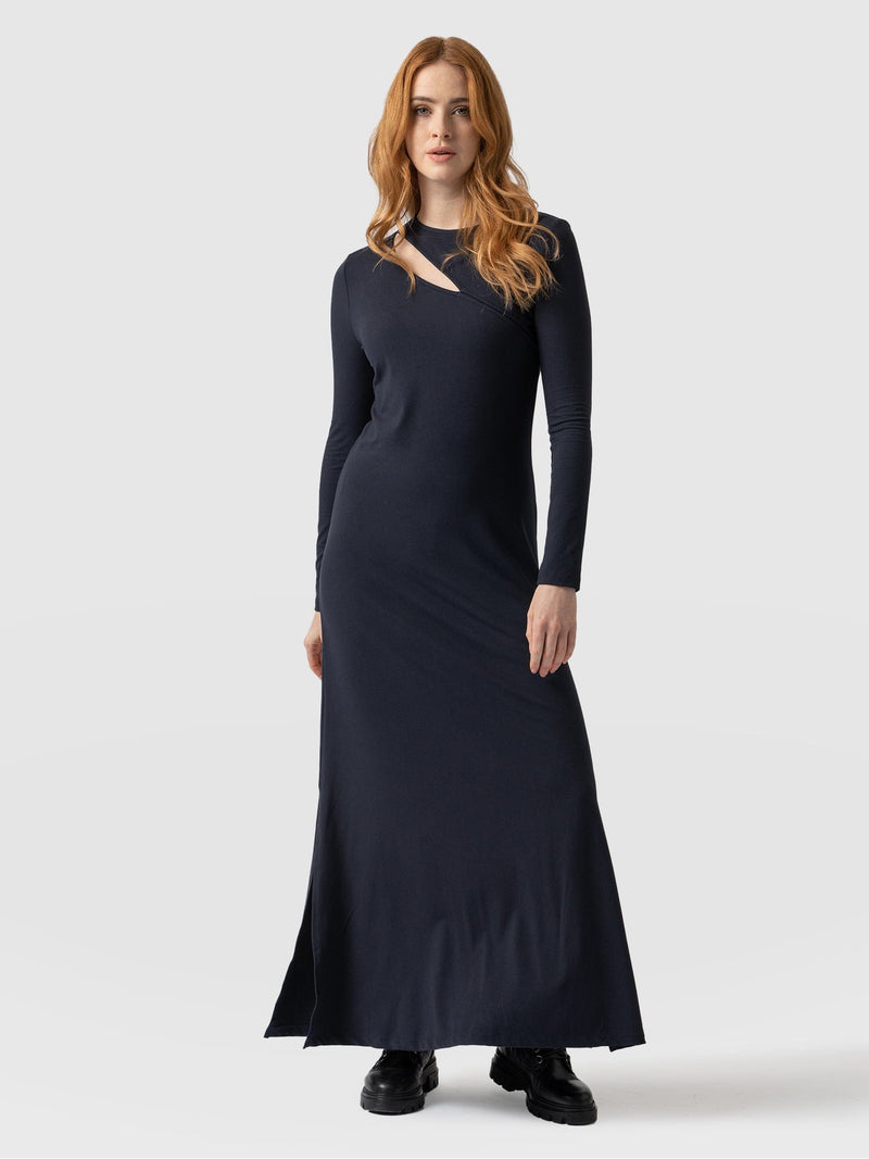 Reveal Viscose Runway Dress Navy - Women's Dresses | Saint + Sofia® EU