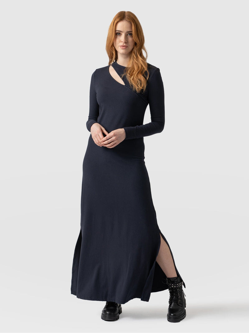 Reveal Viscose Runway Dress Navy - Women's Dresses | Saint + Sofia® EU