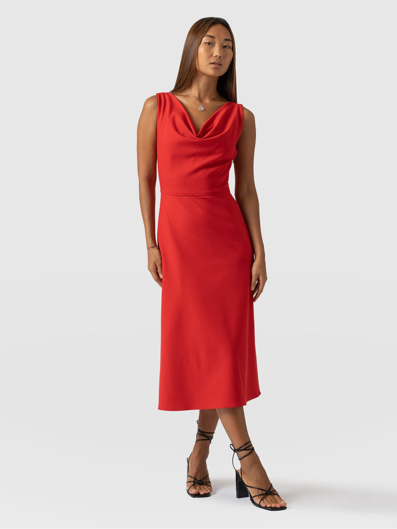 Rhea Cowl Neck Dress Red - Women's Dresses | Saint + Sofia® EU