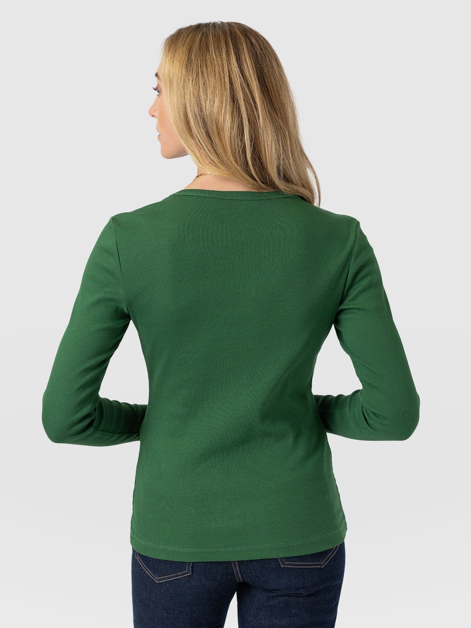 Ribbed Long Sleeve Tee - Basil Green - Women's T-shirts | Saint + Sofia® EU