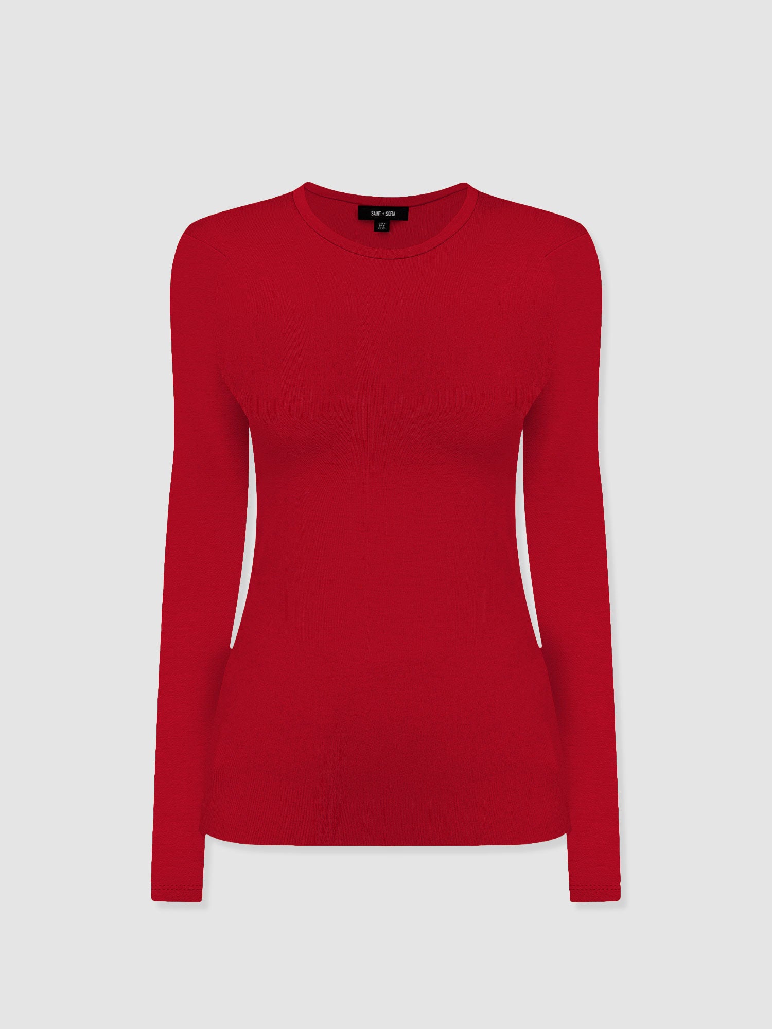 Ribbed Long Sleeve Tee - Deep Red - Women's T-shirts | Saint + Sofia® EU