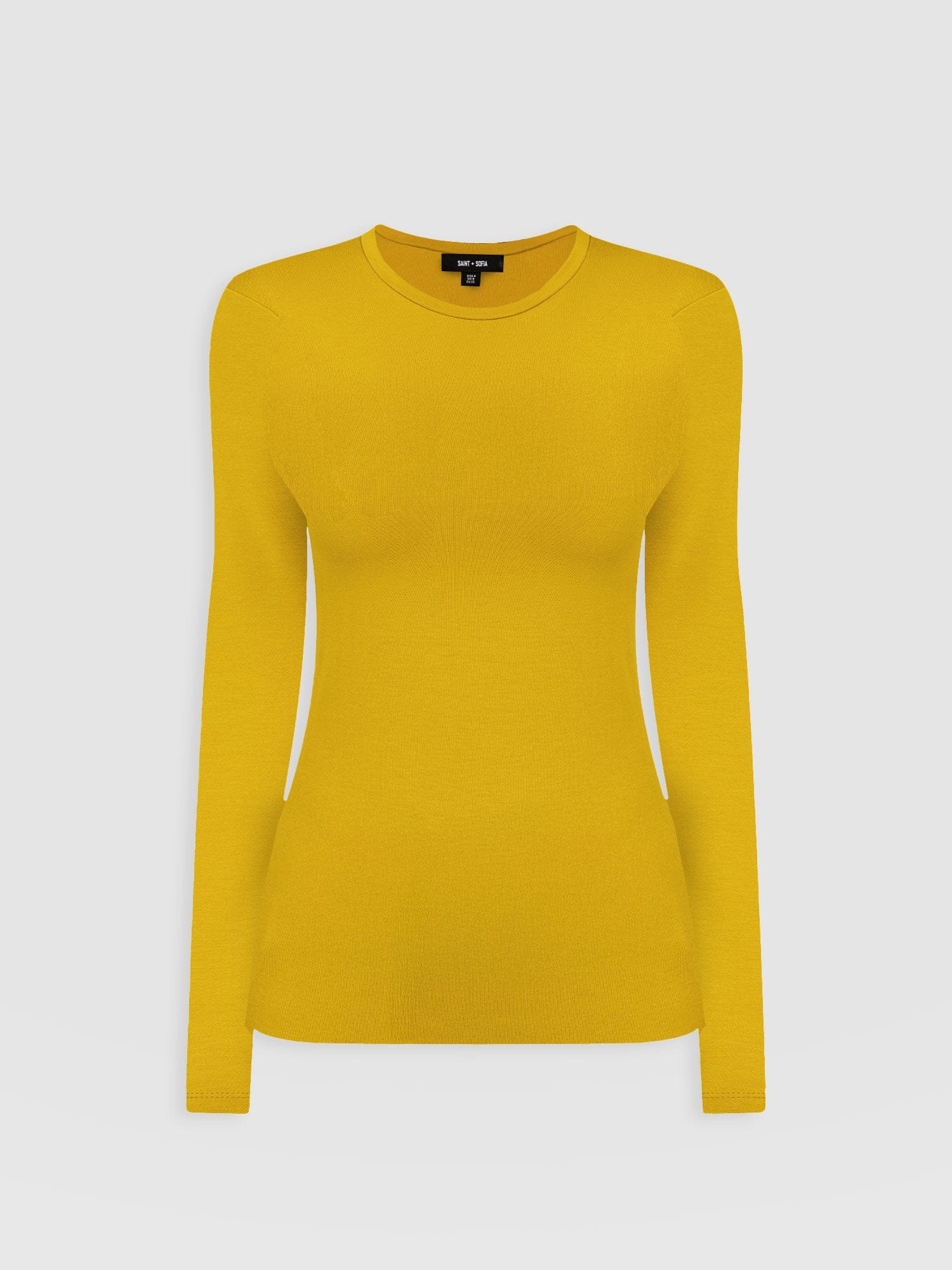 Ribbed Long Sleeve Tee - Mustard - Women's T-shirts | Saint + Sofia® EU
