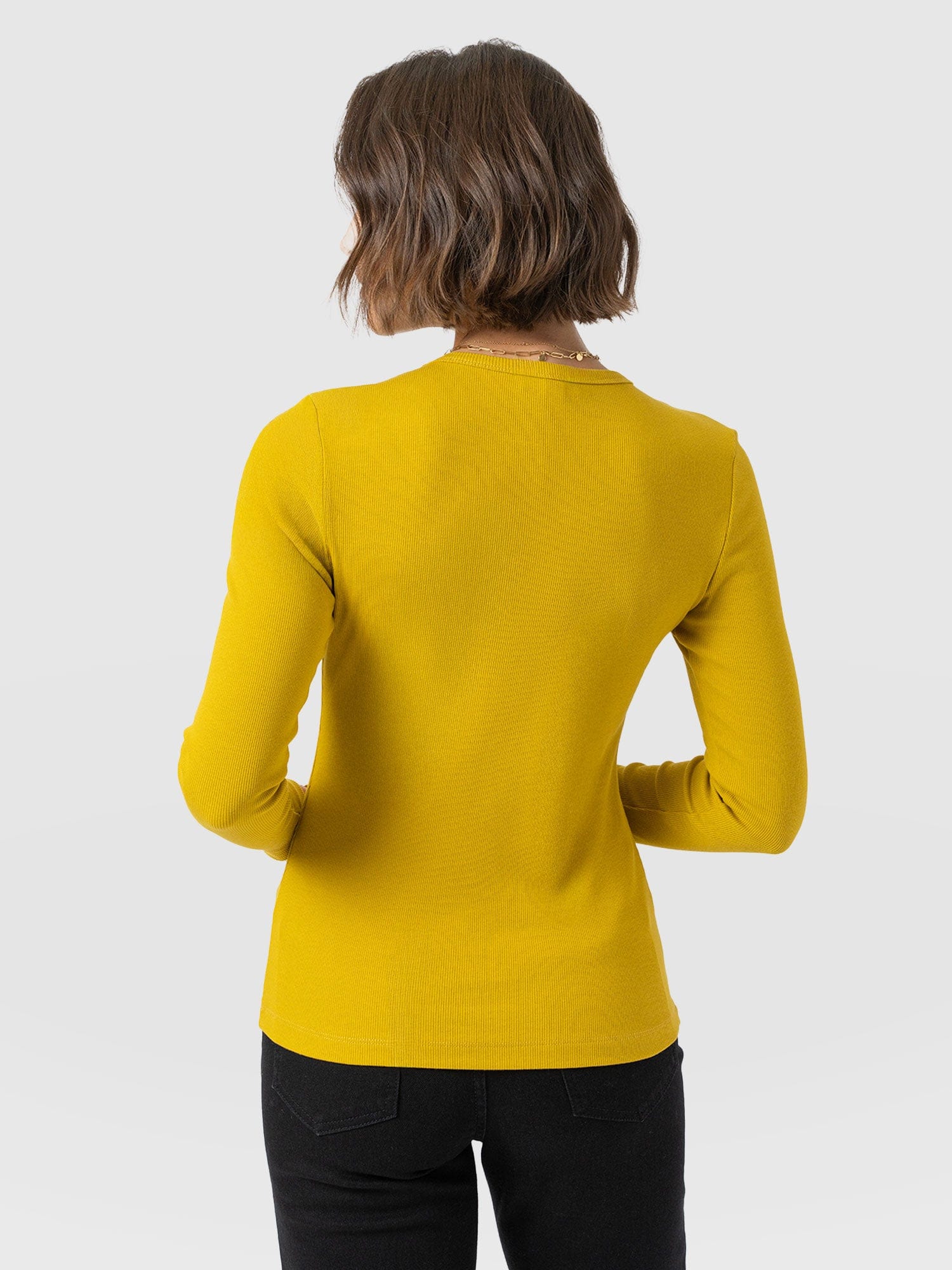 Ribbed Long Sleeve Tee - Mustard - Women's T-shirts | Saint + Sofia® EU